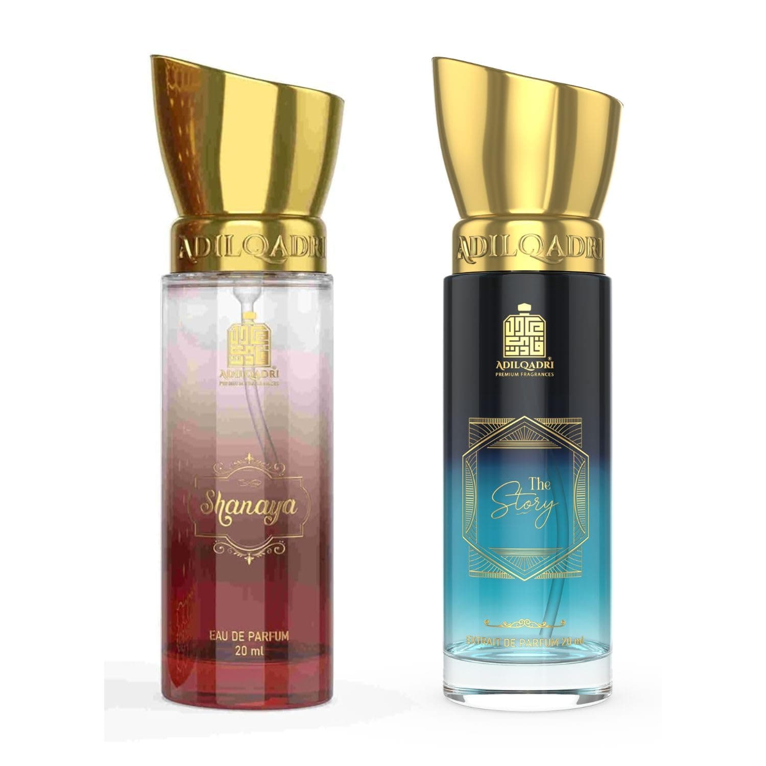 Adilqadri Shanaya & The Story Perfume Combo for Men & Women | Long Lasting Eau De Parfum | Chocolate, Amber, Woody, Vanilla & Cinnamon Notes | 20ml Each