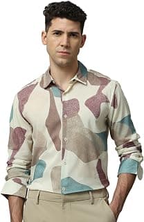 MUFTI Off-White Abstract Slim Fit Shirt