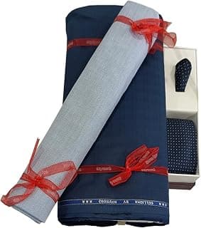 Raymond Men's Unstitched 3.25 Meters Suit Length Set with Tie and Shirt Piece (Multicolour Fabric, All Weather Fabric,Attractive Box)