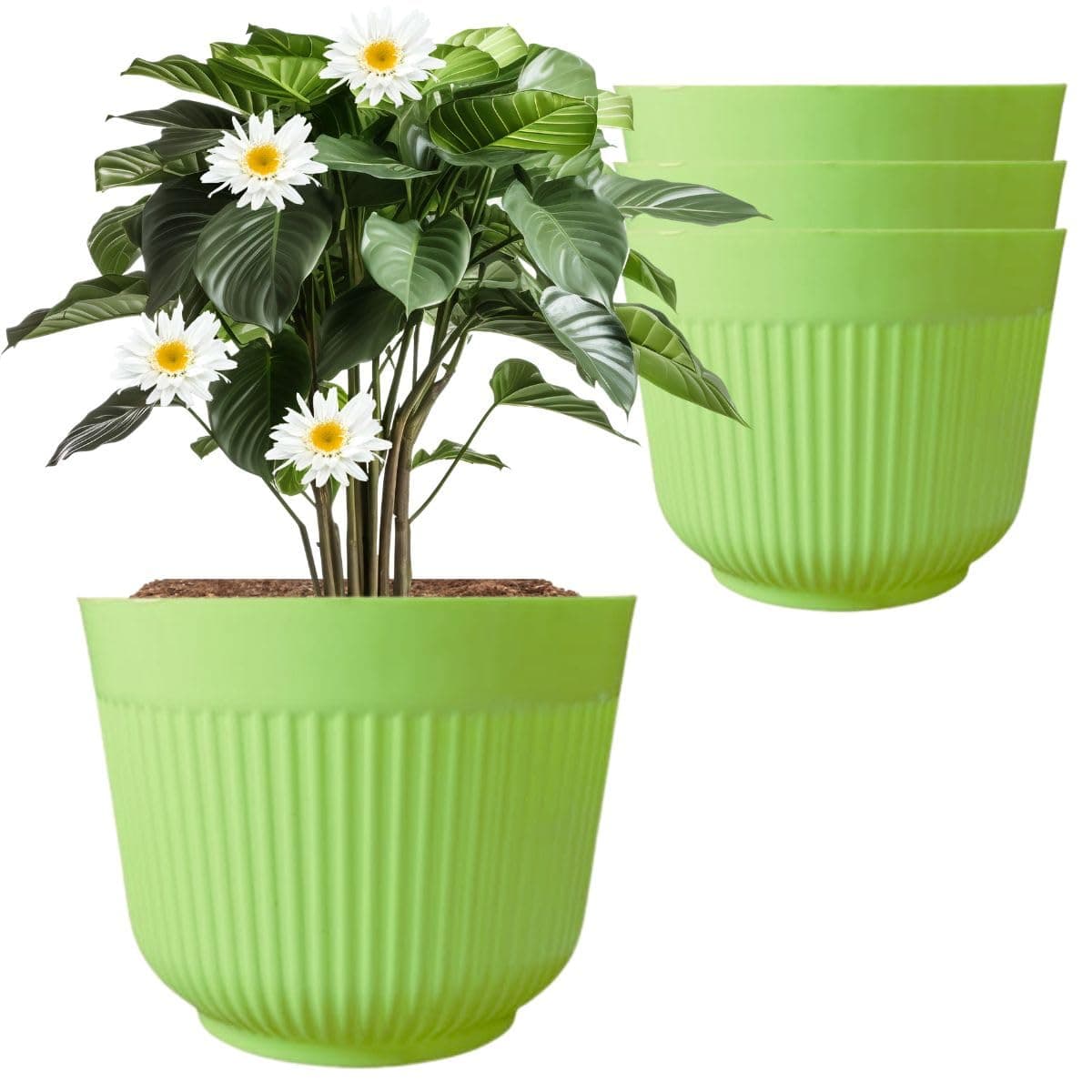 IMAGINEA 12-inch Pots for Plants | Flower Pots | Set of 4 | UV Protected Planters for Living Room | Plant Pots for Home Decor, Indoor & Outdoor