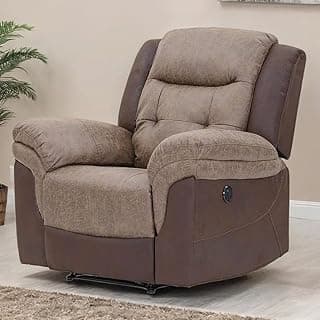 Royaloak Atlanta American Power Motion Fabric Recliner 1 Seater| Power Motion | Plush Backrest | Tufting Design Element |Sturdy Footrest | Heavy Duty Metal Support | Solid Wooden Frame Chair Recliner