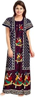 Generic Women's Cotton Printed A-Line Maxi Dress, Traditional Rajasthani Design, Short Sleeves, Round Neck, Casual
