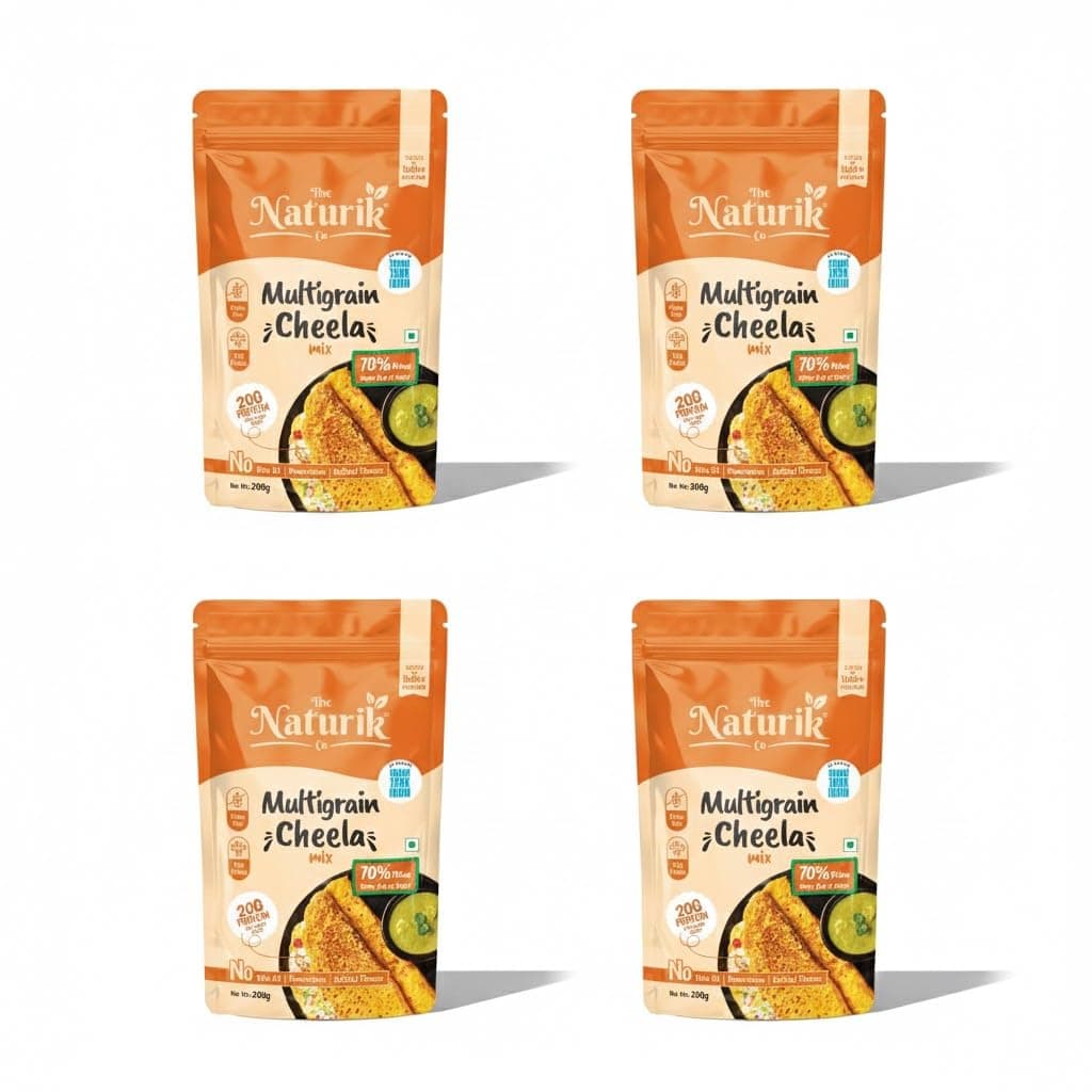 The Naturik Co Chilla Mix | Multigrain Cheela Mix | No Maida No Palm Oil High Protein Gluten Free & Fiber Rich Breakfast | 200g Ready to Cook Chila/Dosa Mix | Lentils & Millets Protein Chilla Mix