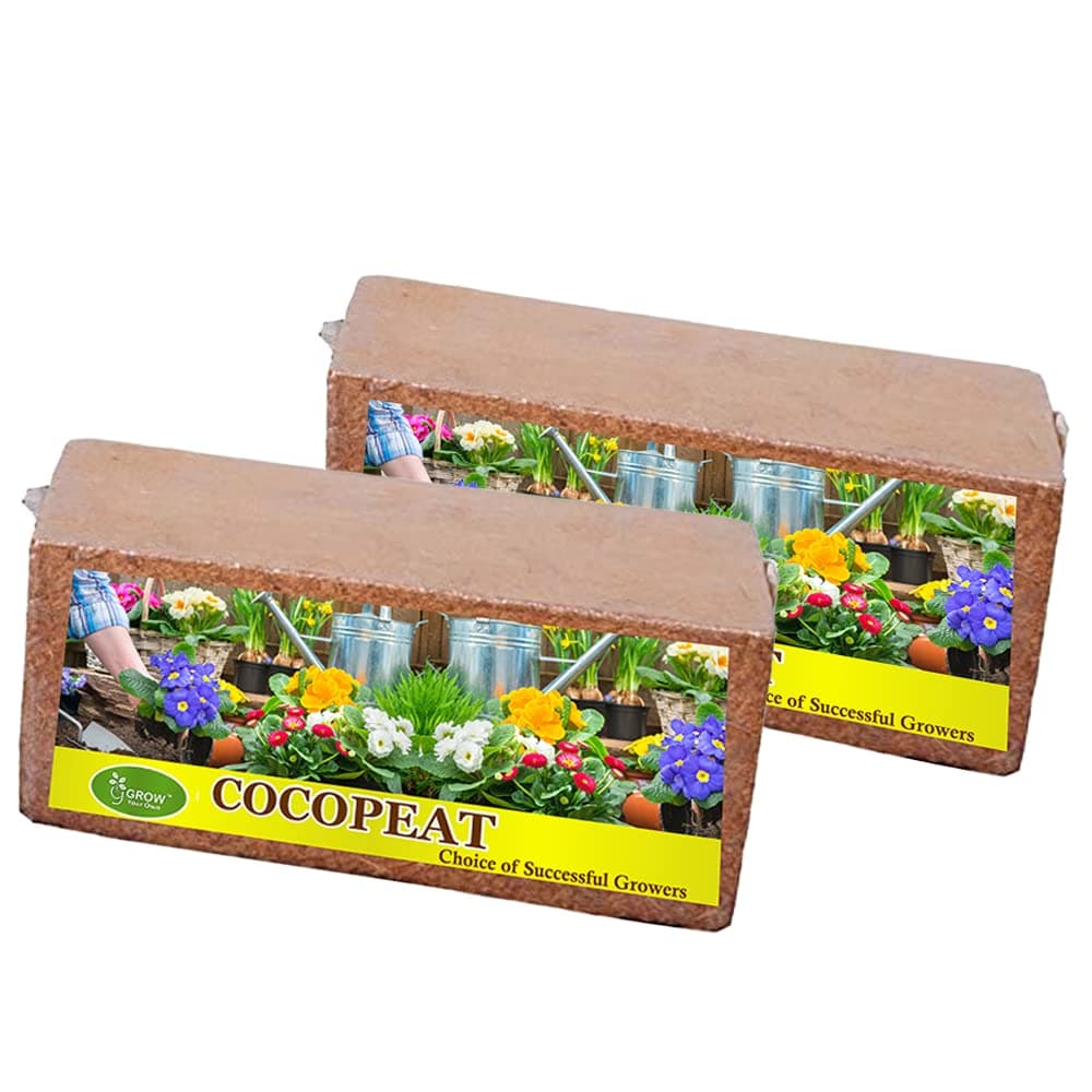 GreeNeem's Grow Your Own Cocopeat 1.3 kg Block Expands Upto 20 KG of Powder| Hydroponic Plants, Kitchen Gardening and Terrace Gardening (Set of 2-650gms Each)