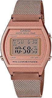 Casio Unisex-Adults Vintage B640WMR-5ADF Rose Gold Digital Dial Rose Gold Stainless Steel Mesh Band D216