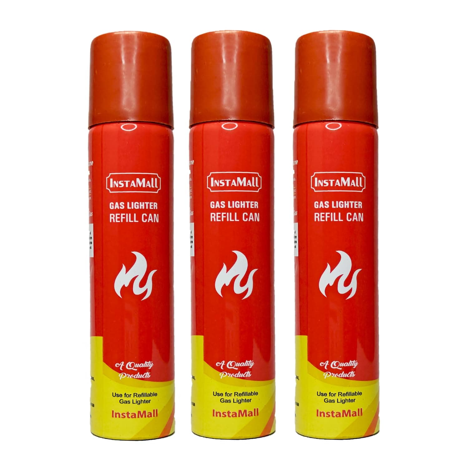 Instamall Aluminum Gas Lighter Refill Can,100 ML Pack of 3 (Red)