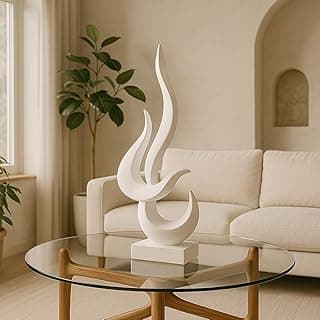 LIFEHAXTORE Home Décor Fire Shape Handicraft Resin Table Decorating Matte Finish Ceramic Figures - (White), 7 cm