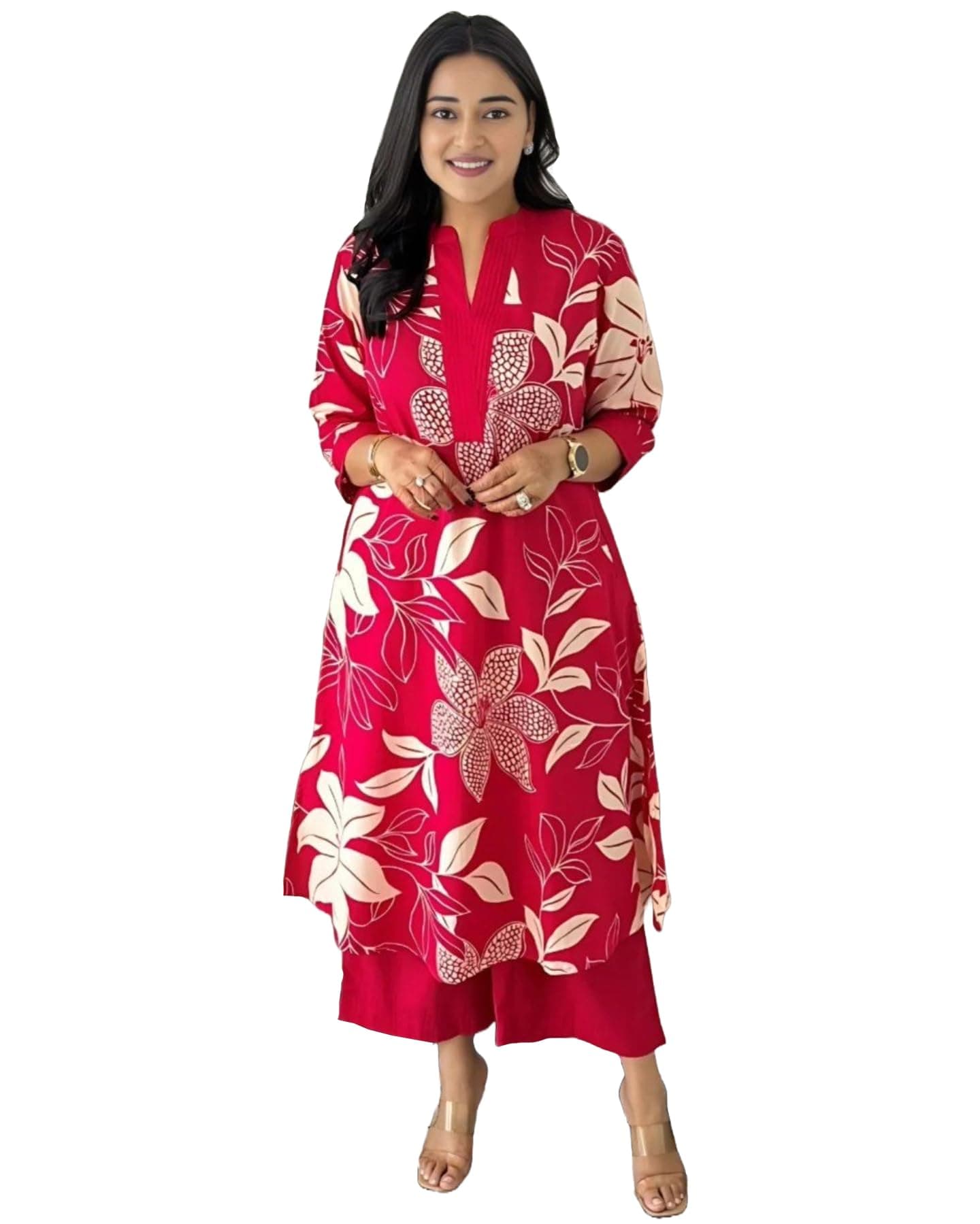 GoSriKi Women's Rayon Viscose Straight Printed Kurta with Palazzo