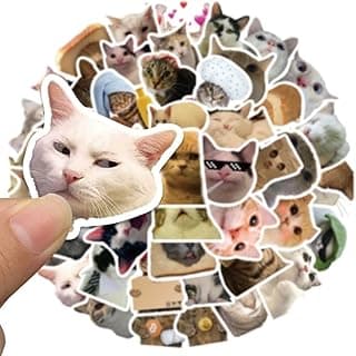 108+PCS Funny Cat Stickers – Waterproof Cute Meme Cat Vinyl Decals for Laptop, Wall, Phone, Car, Journal & More | Aesthetic Cat Stickers Set for Kids, Teens & Cat Lovers