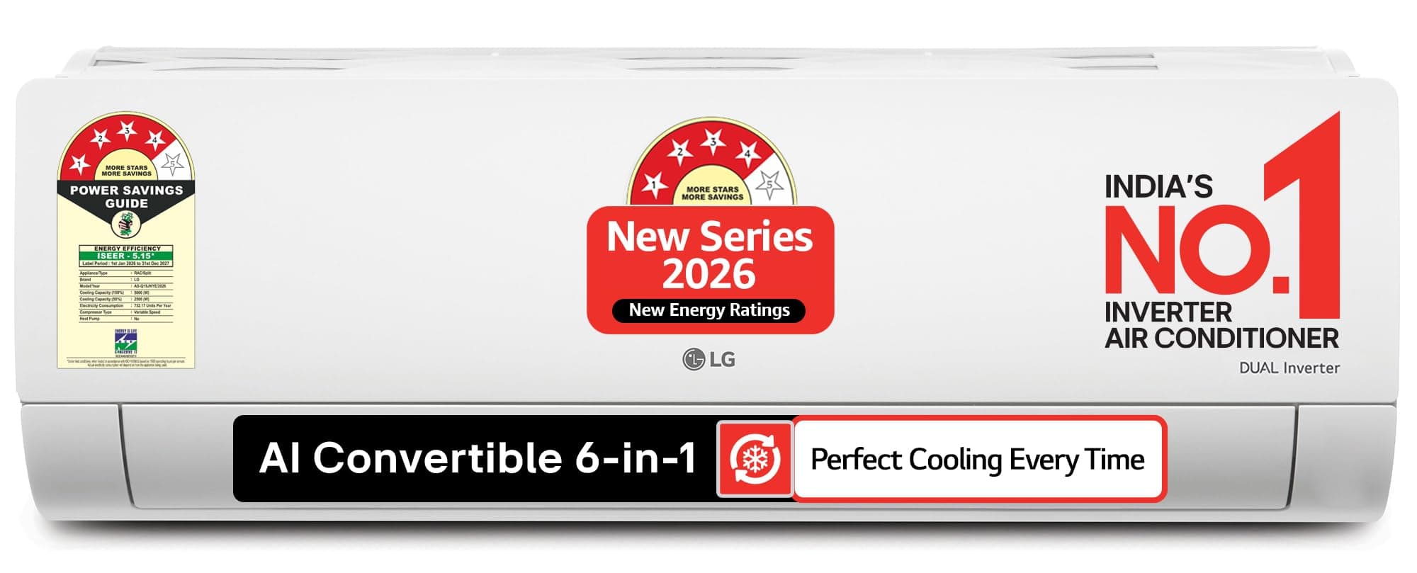 LG 1.5 Ton 4 Star DUAL Inverter Split AC (Copper, AI Convertible 6-in-1, VIRAAT Mode, Faster Cooling & Energy Saving, 4 Way Swing, HD Filter with Anti-Virus Protection & Him Clean, AS-Q19JNYE, White)