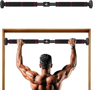 PulseITBar Pull Up Bar For Home Workout Max Load 100Kg Chin Up Bar Gym Accessories Door Way Adjustable Hanging Rod Anti-skid Grip, Strength Training Exercise Bar Pullup Bar