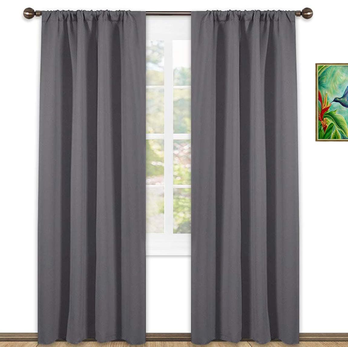 JUPON Rod Pocket Pattern Blackout Curtain (Pack of 2 piece) with 3 Layers Weaving Technology/Thermal Insulated Draperies Energy Saving (Width - 46" X 84" -Length)