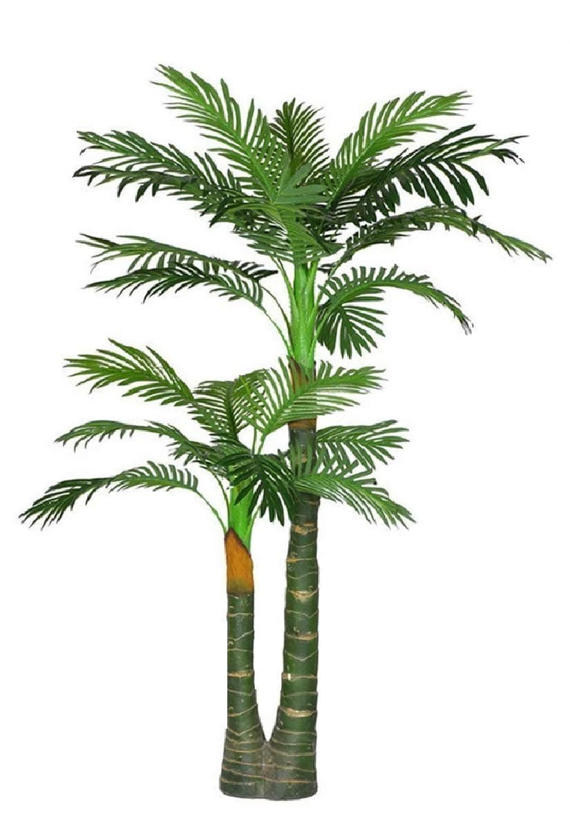 KAYKON Artificial Plant Big Areca Palm Green Tree Without Pot Indoor Plant for Home Decor (2 Leg Palm), Plastic