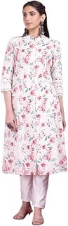 Indya Women's Cotton Regular Fit Floral Regular Kurtas