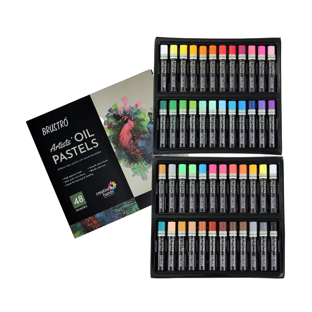 BRUSTRO Artists Oil Pastels | 48 Shades | Smooth, Multicolor, Intermixing, Bright and Intense Colours | Ideal for Students, Professionals, Non-Toxic, School.