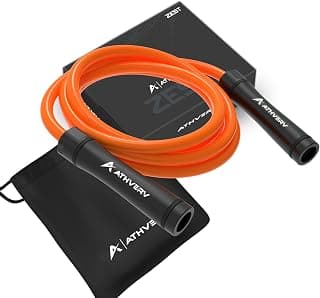 Heavy Jump Rope 1.1 LB, 10mm Weighted Skipping Rope for High-Intensity Strength Training, Muay Thai & MMA Workouts (Orange)