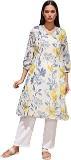 W for Woman Floral Printed A-Line Chiffon Kurta