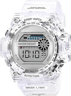 Generic Transparent Strap Watch Heavy Quality Digital Alarm Shockproof Multi-Functional Automatic Waterproof Digital Sports Watch for Men's Kids Watch for Boys (SATCLR_bzr)