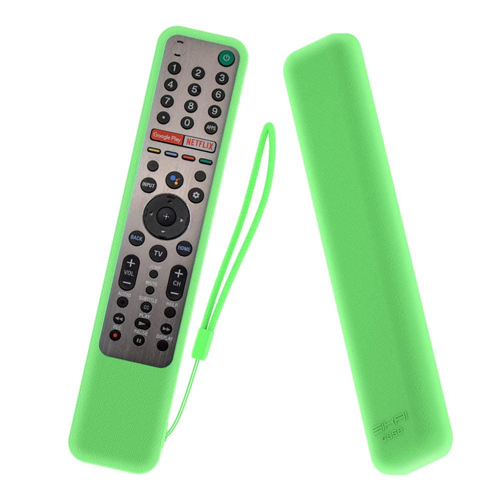 SIKAI Silicone Case for Sony RMF-TX600U RMF-TX500E Smart TV Voice Remote - Shockproof Protective Cover, Skin-Friendly, Anti-Dirt, Anti-Slip With Remote Loop (B-Glow Green)
