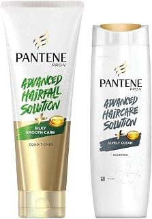 Pantene Advanced Hair Fall Solution Silky Smooth Care Conditioner, 180 ml And Pantene Advanced Hair Care Solution Lively Clean Shampoo, 400 ml