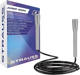 STRAUSS Skipping Rope | Skipping Rope for Women, Men & Kids | Fitness Exercise Equipment | Jumping Rope for Gym, Exercise, Training, Workout & Weight Loss|, (Grey)