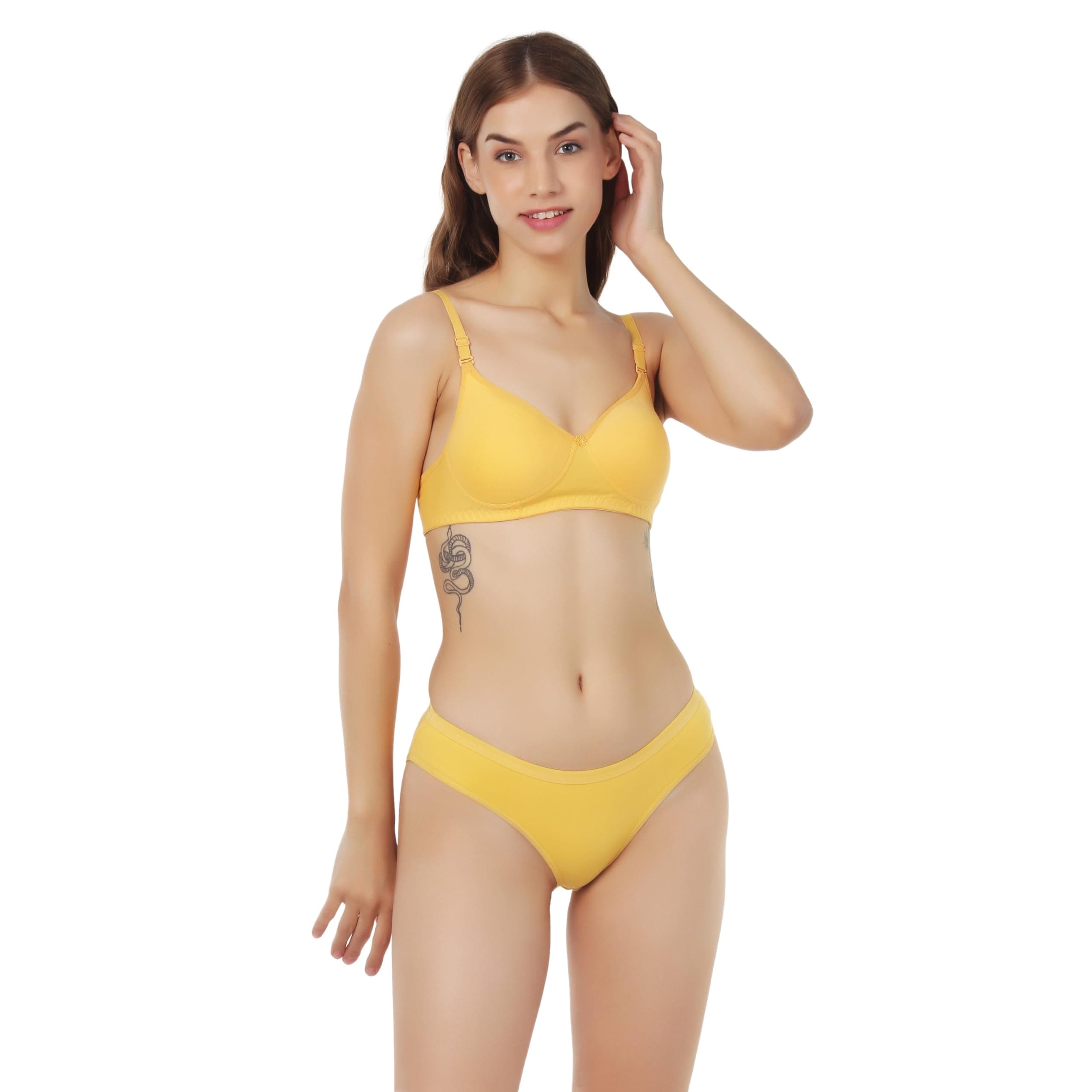 Liigne Non Padded Bra Panty Set - Made of Pure Cotton Full Coverage Non Wired Seamless Pushup Soft Cup for T-Shirt Saree Dress Sports Garment for Daily Use Everyday