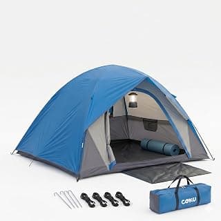 coku 6 Person Camping Tent Waterproof Outdoor Heavy Duty Dome Tent with Carry Bag | Lightweight Portable Easy Setup Tent for Camping, Hiking, Trekking, Travel & Outdoor Adventure (for 6 Person)