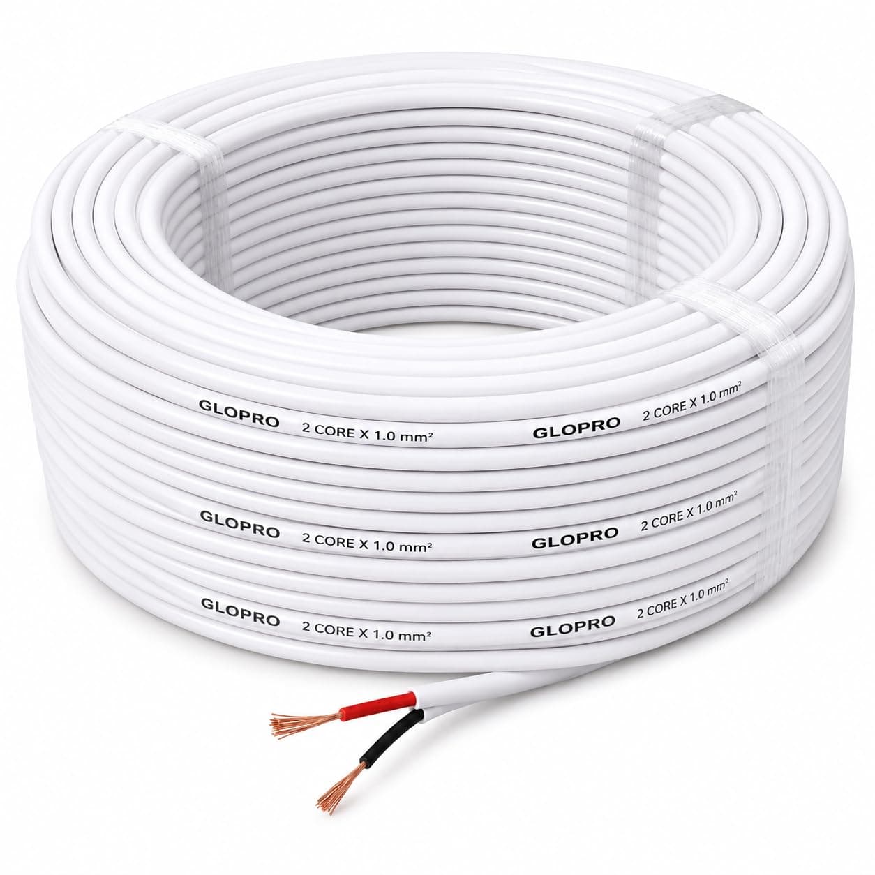 GLOPRO 25 Feet 2 Core 1mm PVC Insulated Copper Wire | Multi-Strand Flexible Cable | Red & Black Twin Core Electrical Wire for LED, DC, Inverter, Automotive & Home Wiring