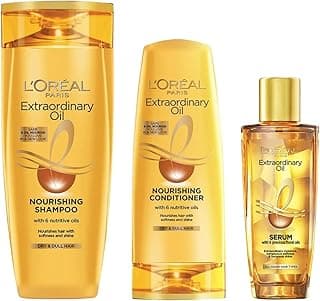 L'OREAL PARIS Extraordinary Oil 3 -step Nourishing kit - Shampoo For Dry & Dull Hair (340ml) + Conditioner (180ml) + Hair Serum (30ml)