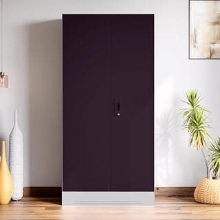 Interio by Godrej Slimline 2 Door Steel Almirah (Royal Ivory and Textured Shellwine Red) + 1 Year Warranty, 4 Shelves