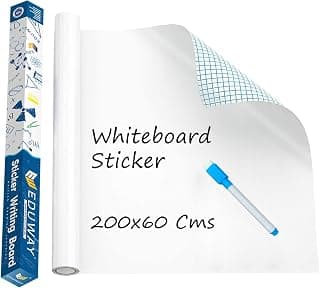 Eduway 60x200 Cms White Board Sticker for Wall | with 1 Marker | Self-Adhesive Whiteboard Removable Sheet, Planner for Kids, Wall, Tables | Dry Erasable Sheet for Writing & Drawing