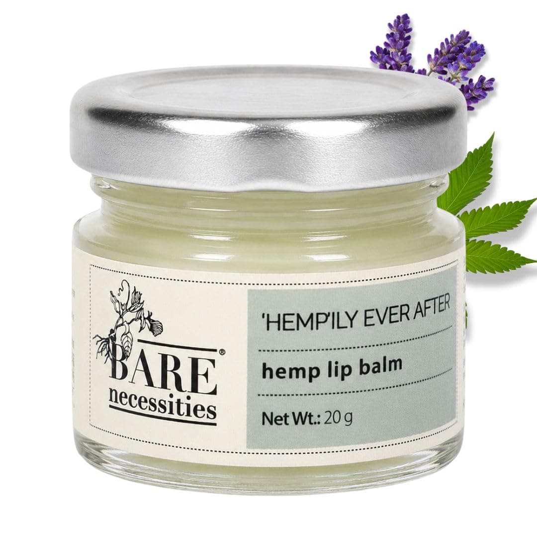 Bare Necessities Hemp & Mango Butter Lip Balm | Organic Lip Balm For Dry Chapped Lips | Hydrates & Repairs Moisture Barrier| Natural & Untinted | Enriched With Lavender & Tea Tree Oil | 20g