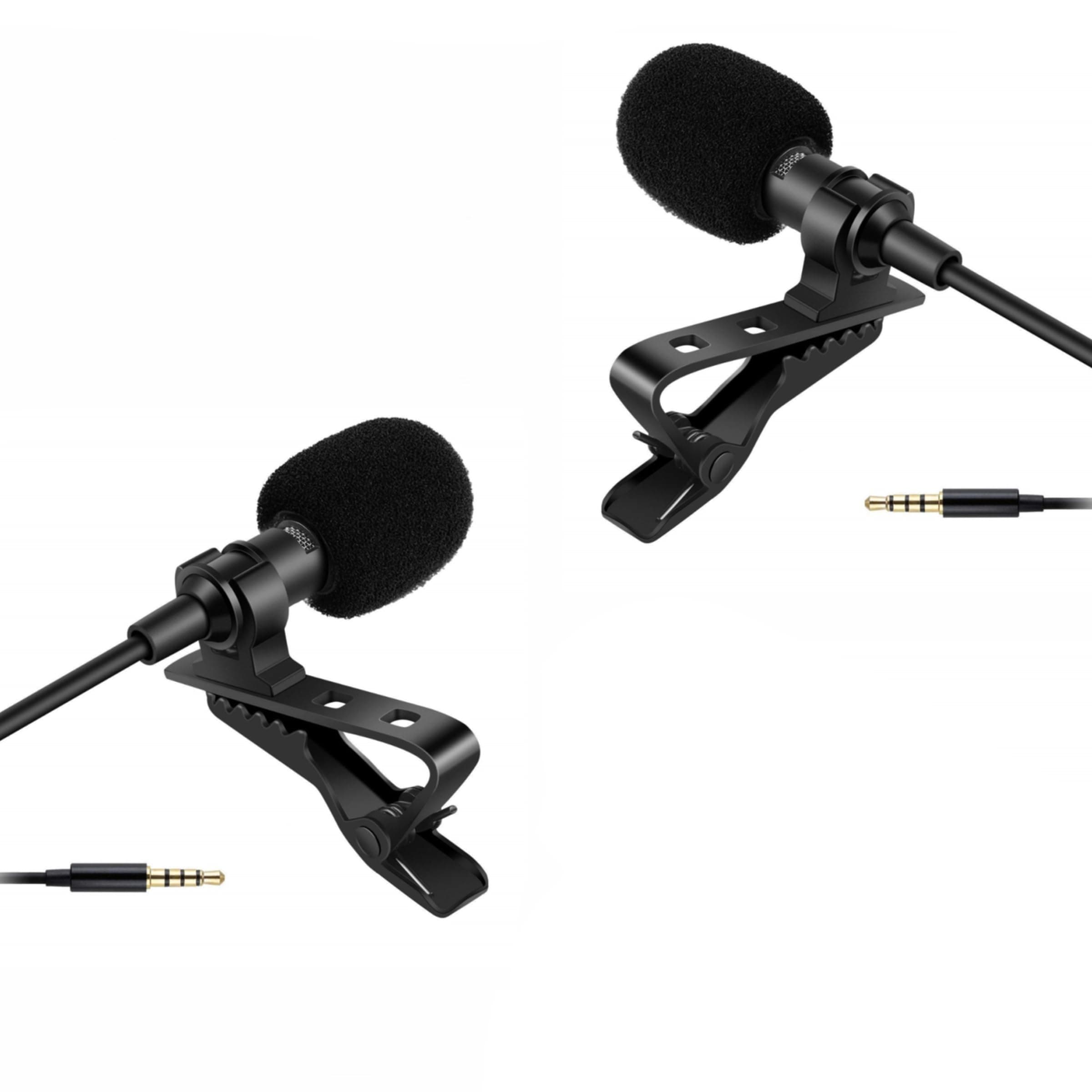 Humble Dynamic Lapel Collar Mic Voice Recording Filter Wired Microphone for Singing YouTube Smartphones, Black Pack of 2