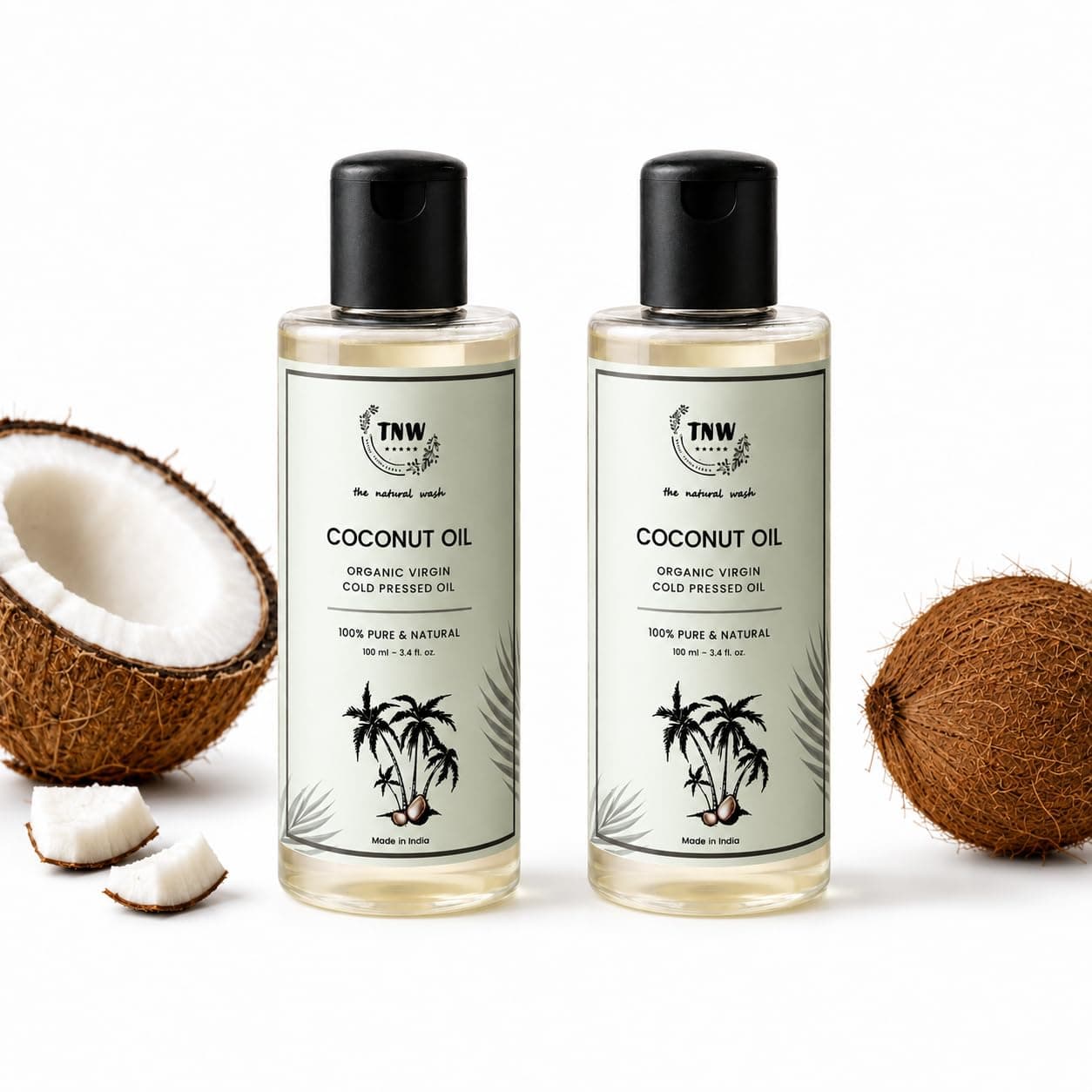 TNW- Coconut oil virgin cold pressed | Enriches & Nourishes Hair, Scalp & Skin | Massage Oil for Men & Women | for Dry & Frizzy Hair 100ml Packof 2