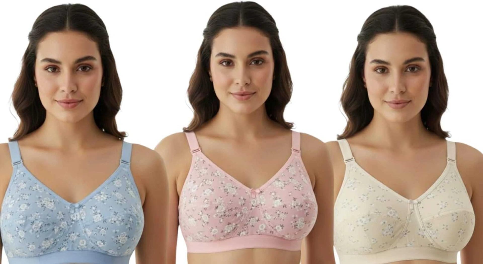 Imsa Moda Women’s Polycotton Full Coverage Non-Padded C Cup Bra | Soft, Comfortable Everyday Wear | Multicolor (Pack of 3)