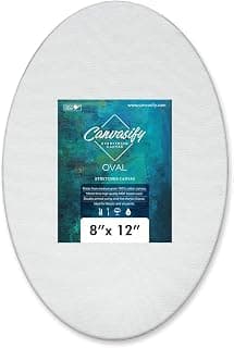 Medium Grain Stretched Oval Canvas (12" x 8" (Pack of 2))
