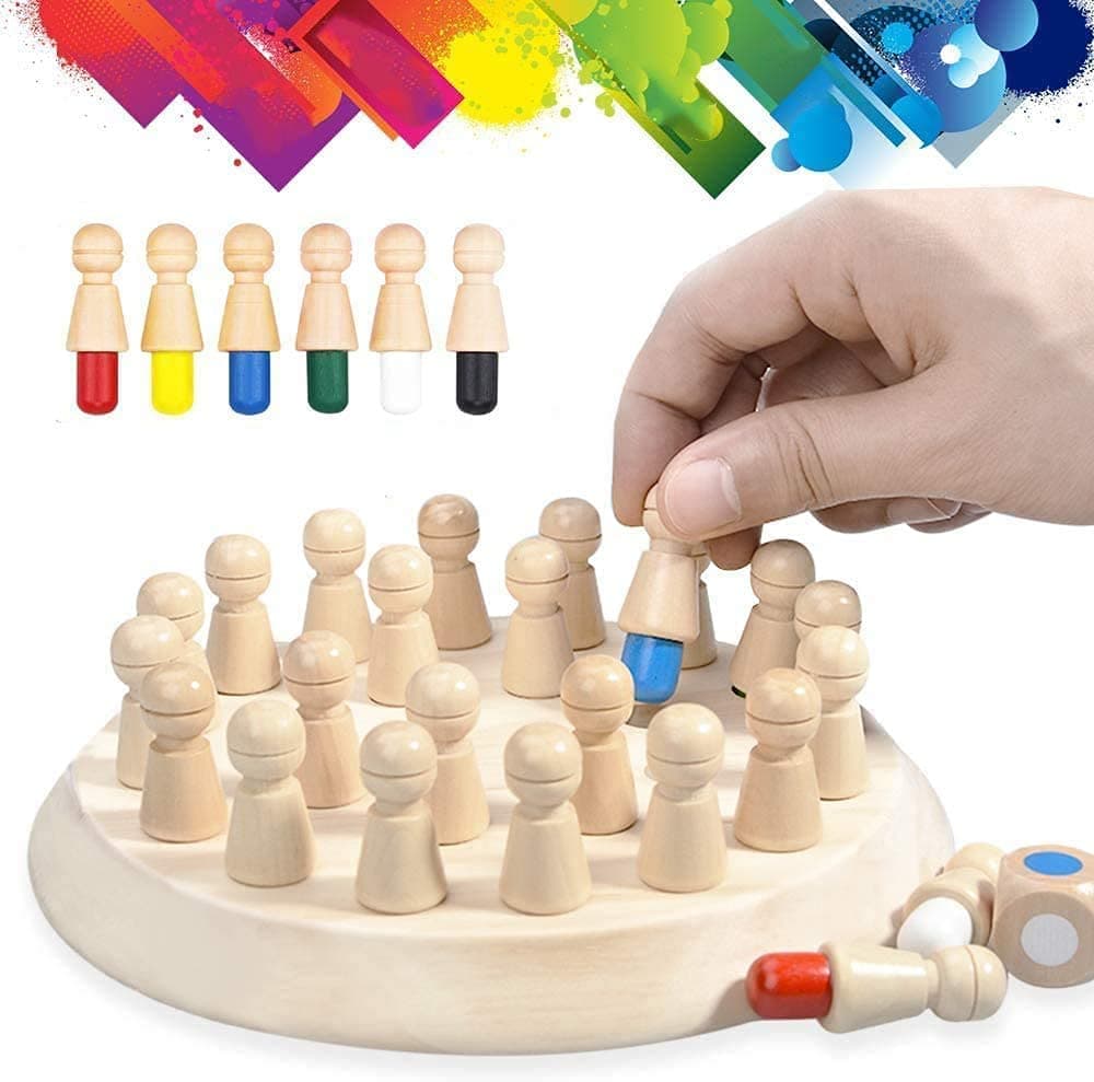 Chocozone Wooden Memory Chess Board Game Educational Toys for 5 Years + Girls and Boys Memory Building Toys (Memory Chess)