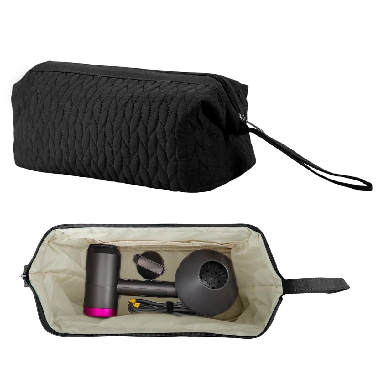 MAYCREATE® Airwrap Travel Case for Dyson/Shark Flexstyle, Black | Hair Dryer Bag Storage, Protects Styling Tools, Compact Fabric Pouch, Easy Zip Access, Dyson Bag Organiser