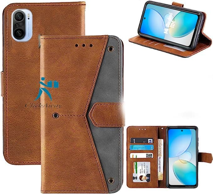 ClickAway Compatible with Mi Redmi 11X 11X Pro Case Wallet-Genuine Leather- Card Holders-Shockproof TPU Shell-Kickstand-Durable Flip Cover-Book Folding Phone Case Women Men| Brown