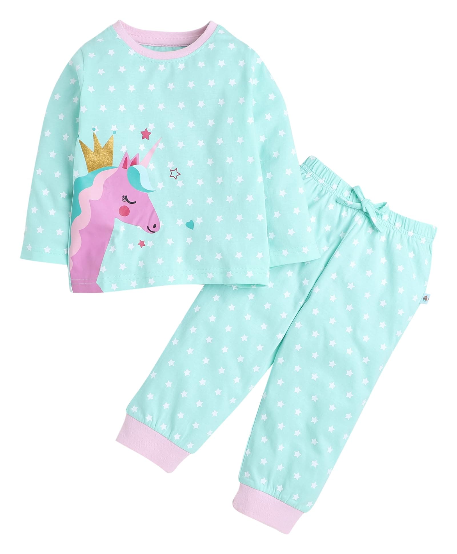BUMZEE Mint Green Girls Full Sleeves T-Shirt & Pyjama Set (Peb9251)