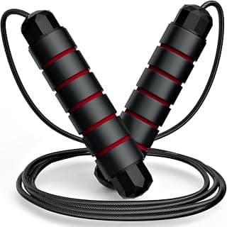 ABB INITIO GYM Skipping Rope Men and women and Children Exercise Rope for Exercise Workout & Weight LossTangle Free Jumping Rope for Kids (Red-Black)
