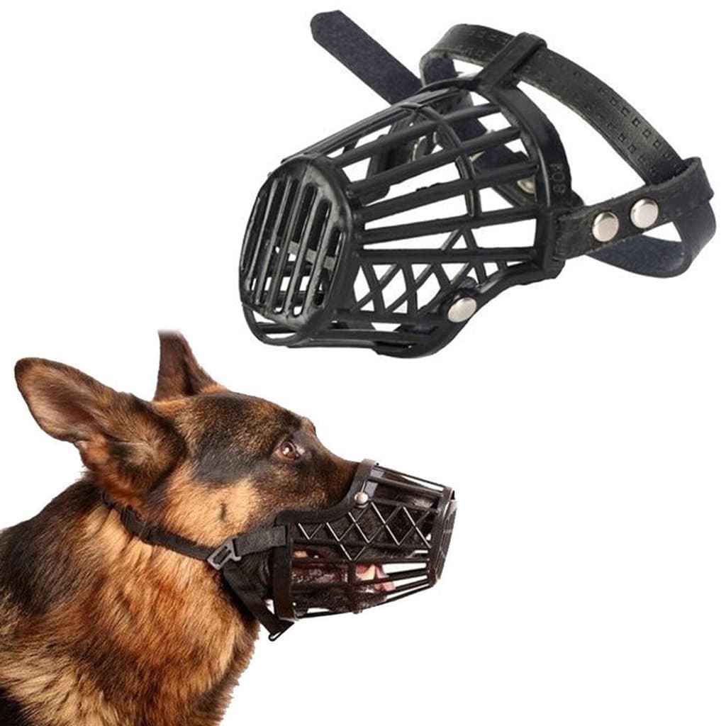 Sage Square Adjustable Strap Muzzle - Ensure Pet Safety & Comfort, Prevent Biting - Perfect for Medium-Sized Dogs, Ideal for Walks, Training & Grooming, Promote Dog's Well-Being (Black Large)