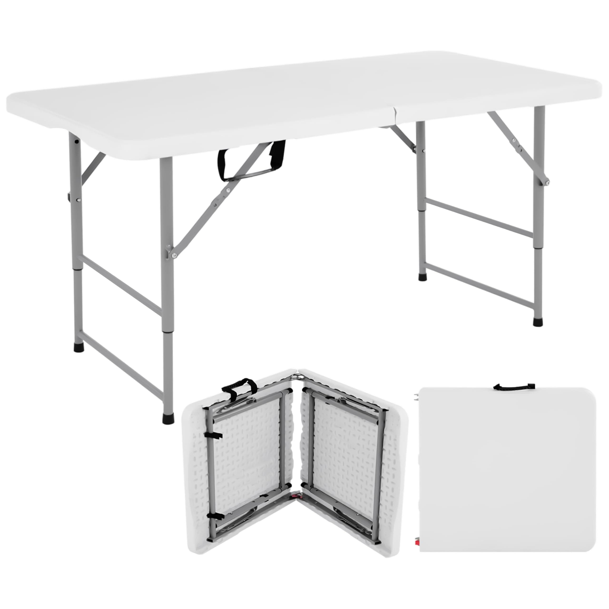 Livzing 4 Ft Length|Height Adjustable Plastic Folding Picnic Table with Metal Frame|Sturdy Portable 100kg Load Capacity|Foldable Patio Table|Travel Friendly Picnic Table|Garden Camping Table (HDPE)