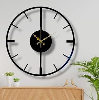 Arabs Modern Metal Wall Clock for Living Room Bedroom Office Kitchen Stylish Analog Wall Clock - Big Size (40 Cm) (Black Matte)
