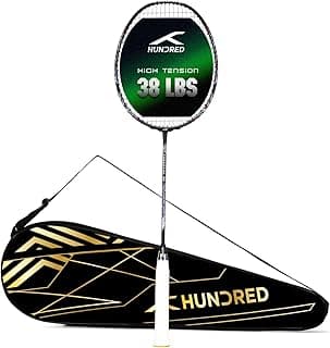 Hundred Predator Extra Strong Japan Made Graphite Unstrung Badminton Racket with Full Racket Cover Maximum Tension : ≤38lbs