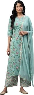Libas Printed Cotton Straight Kurta With Palazzo and Dupatta