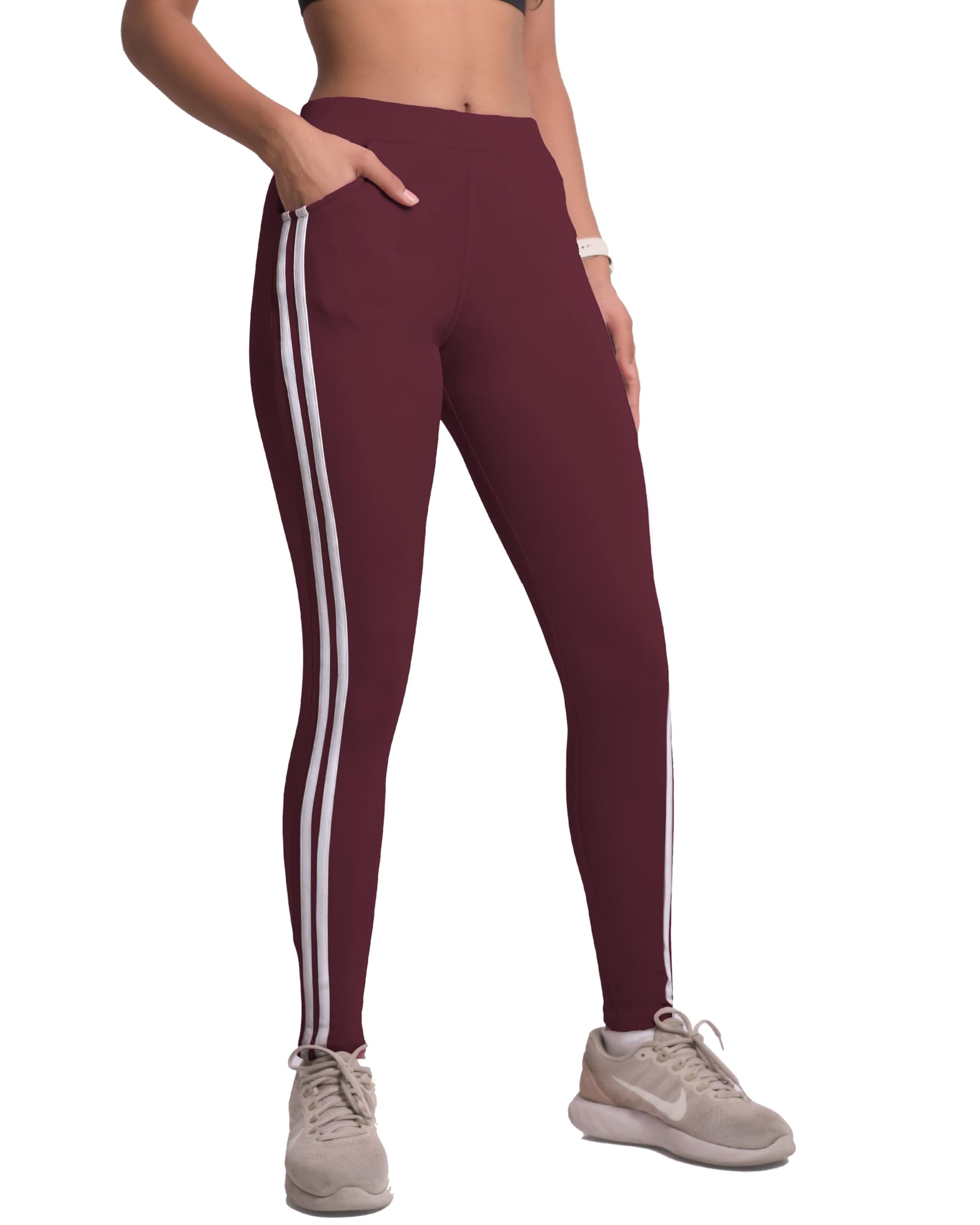 Mehrang Stretchable Active Yoga Pants & Gym Pants for Women with 2 Pockets Leggings Tights Fitness Track Pant