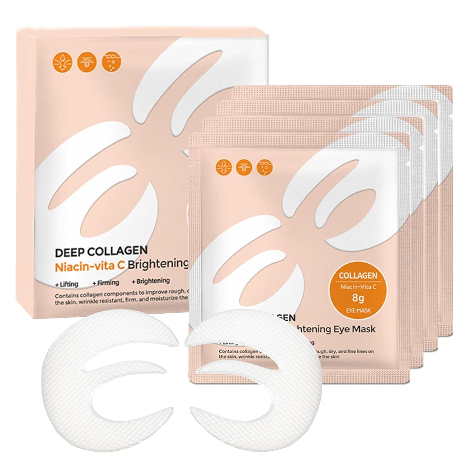 MS MAGIC SECRET Deep Collagen Niacinamide + Vitamin C Eye Mask – Brightening, Lifting & Firming Under Eye Patches | Anti-Wrinkle, Dark Circle & Puffiness Treatment | Hydrating Collagen Eye Pads for Radiant Skin (5 Pairs)