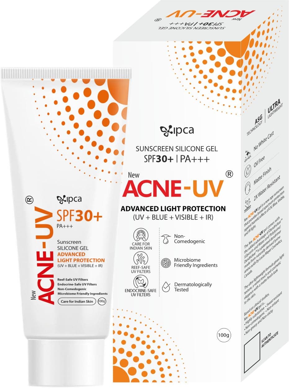 New ACNE-UV Sunscreen SPF 30+ PA+++ | 100g Oil Free, Non Comedogenic Silicone Gel Sunscreen | UVA/UVB Protection | Water Resistant | No White Cast | Suitable for All Skin Types | Oil Free, UVA/UVB Protection | Water Resistant | No White Cast | Suitable for All Skin Types