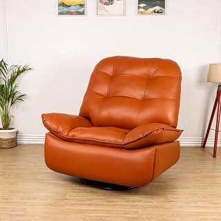 Solis Royale Leatherette Recliner 1 Seater Sofa Chair with Back Support and Leg Relaxation | Manual Rocking and Revolving Recliner Chair | Lounge Chairs for Home (, Tan)